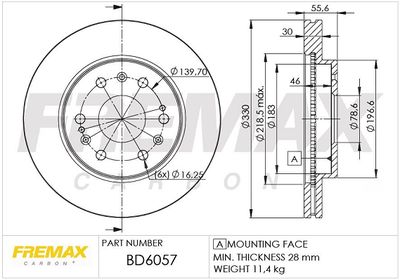 Тормозной диск FREMAX BD-6057 для CHEVROLET SUBURBAN