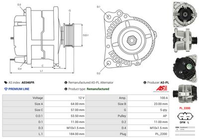 GENERATOR / ALTERNATOR AS-PL A0346PR 4