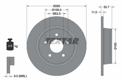 Тормозной диск TEXTAR 92238903 для FORD C-MAX