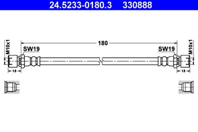 ATE 24.5233-0180.3 Гальмівний шланг для DAEWOO (Деу)