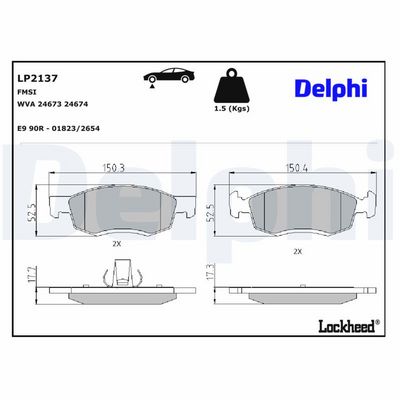 BREMSBELAGSATZ SCHEIBENBREMSE DELPHI LP2137 0