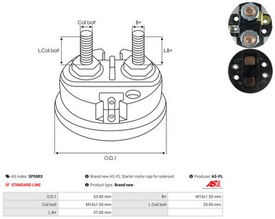 Krytka, relé startéru AS-PL SP5003