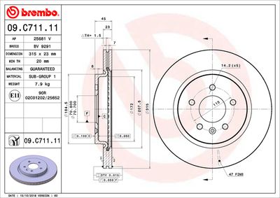 Bromsskiva BREMBO 09.C711.11