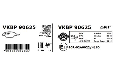 Комплект тормозных колодок, дисковый тормоз VKBP 90625
