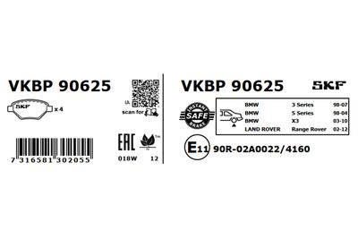 Brake Pad Set, disc brake VKBP 90625