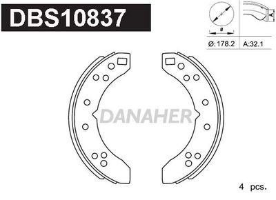 Комплект тормозных колодок DANAHER DBS10837 для TRIUMPH SPITFIRE