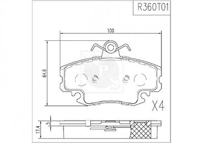 Комплект тормозных колодок, дисковый тормоз NPS R360T01 для DACIA SOLENZA