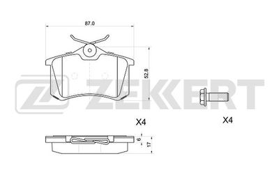 ZEKKERT BS-1039 Тормозные колодки и сигнализаторы  для AUDI A4 B6 Avant (8E5) 2.5 TDI quattro