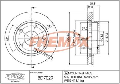 FREMAX BD-7029 Тормозные диски  для DODGE RAM 1500 Пикап (BE, BR) 5.2