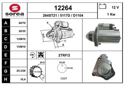 Стартер EAI 12264 для NISSAN NOTE