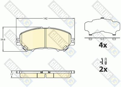 Комплект тормозных колодок, дисковый тормоз GIRLING 6136316 для NISSAN ROGUE
