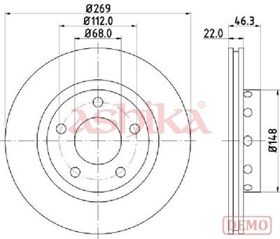 спирачен диск ASHIKA 61-00-0913C