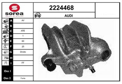 Тормозной суппорт EAI 2224468 для AUDI V8