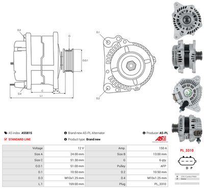 GENERATOR / ALTERNATOR AS-PL A5581S 4