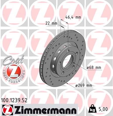 ZIMMERMANN 100.1239.52 Тормозной диск 