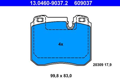 Комплект тормозных колодок, дисковый тормоз ATE 13.0460-9037.2 для BMW 8