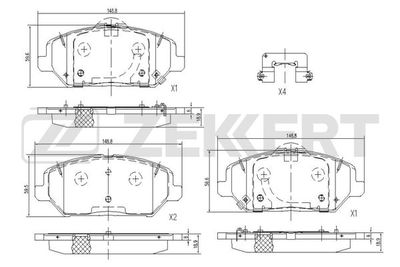 Комплект тормозных колодок, дисковый тормоз ZEKKERT BS-1236 для KIA PROCEED