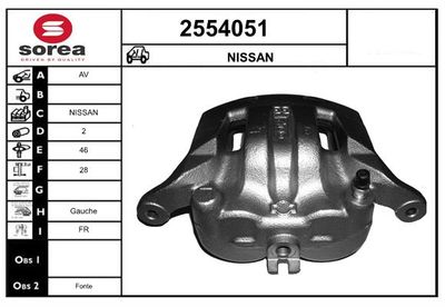 Тормозной суппорт EAI 2554051 для NISSAN NAVARA