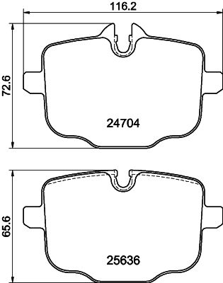Комплект тормозных колодок, дисковый тормоз HELLA 8DB 355 024-921 для BMW 8