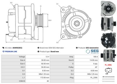 GENERATOR / ALTERNATOR AS-PL A0409SEG 4