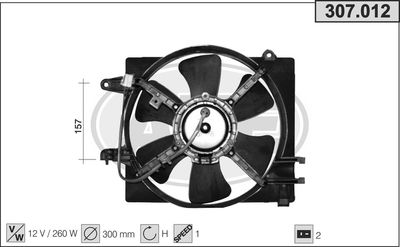 Вентилятор, охлаждение двигателя AHE 307.012 для CHEVROLET MATIZ