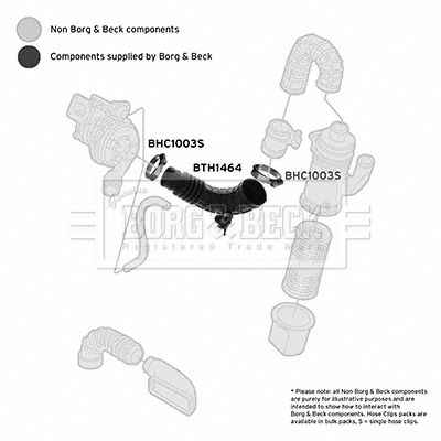 Intake Hose, air filter Borg & Beck BTH1464