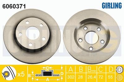 GIRLING 6060371 Тормозные диски для JEEP (Джип Wранглер)