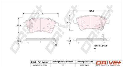 Комплект тормозных колодок, дисковый тормоз Dr!ve+ DP1010.10.0071 для MITSUBISHI L300