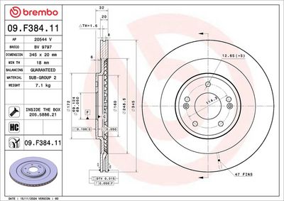 спирачен диск BREMBO 09.F384.11
