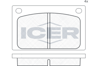 комплект спирачно феродо, дискови спирачки ICER 180142