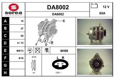 GENERATOR / ALTERNATOR SNRA DA8002