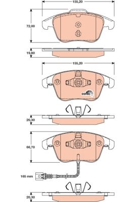 Комплект тормозных колодок, дисковый тормоз TRW GDB1762 для SEAT ALHAMBRA