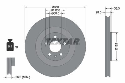 Тормозной диск TEXTAR 92290405 для AUDI Q8