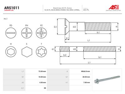 Reparationssats, generator AS-PL ARS1011