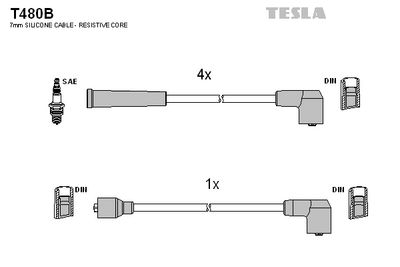 комплект запалителеи кабели TESLA T480B