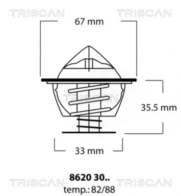 Термостат, охлаждающая жидкость TRISCAN 8620 3082 для BMW 2500-3.3
