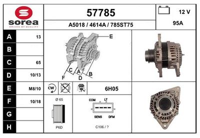 Генератор EAI 57785 для FIAT FULLBACK