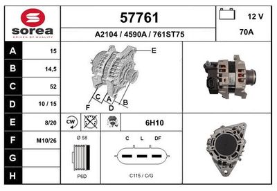 Генератор EAI 57761 для KIA PICANTO