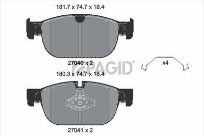 комплект спирачно феродо, дискови спирачки PAGID T4636N
