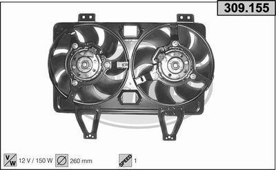 Вентилятор, охлаждение двигателя AHE 309.155 для ALFA ROMEO 164