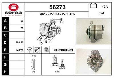 Генератор EAI 56273 для VW JETTA