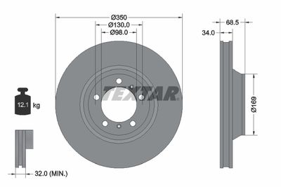 Тормозной диск TEXTAR 92325005 для PORSCHE PANAMERA