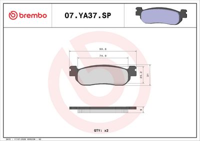 Bromsbeläggssats, skivbroms BREMBO 07YA37SP