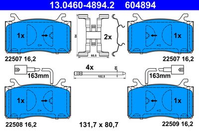 Комплект тормозных колодок, дисковый тормоз ATE 13.0460-4894.2 для ALFA ROMEO STELVIO