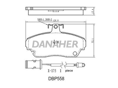 Комплект тормозных колодок, дисковый тормоз DANAHER DBP558 для GAZ GAZELLE