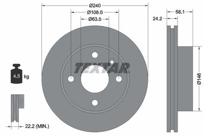 Тормозной диск TEXTAR 92022900 для FORD P
