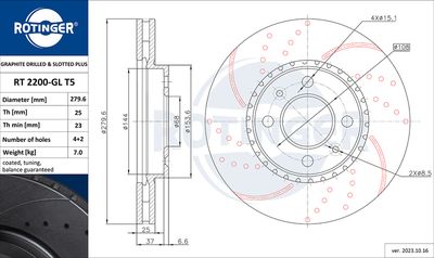 спирачен диск ROTINGER RT 2200-GL T5