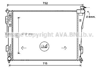 Радиатор, охлаждение двигателя AVA QUALITY COOLING HY2443 для HYUNDAI GRANDEUR