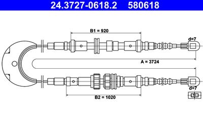 Тросик, cтояночный тормоз ATE 24.3727-0618.2 для FORD SCORPIO