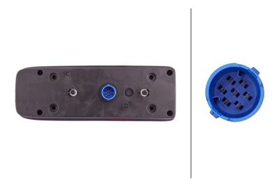 Achterlicht Rechts EasyConn I Hybrid (P21W/R10W, 24V, met indicator, anti-fog licht, achteruitrijlicht, met stoplicht, parkeerlicht, driehoekige reflector, zijspeling)